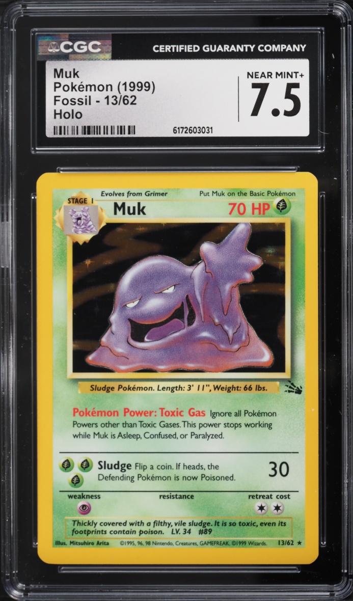 1999 Pokemon Fossil Holo Muk #13 CGC 7.5 NRMT+