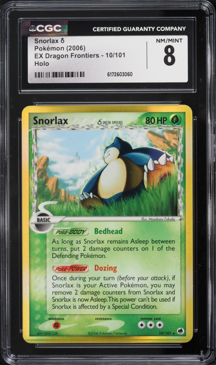 2006 Pokemon EX Dragon Frontiers Holo Snorlax #10 CGC 8 NM-MT