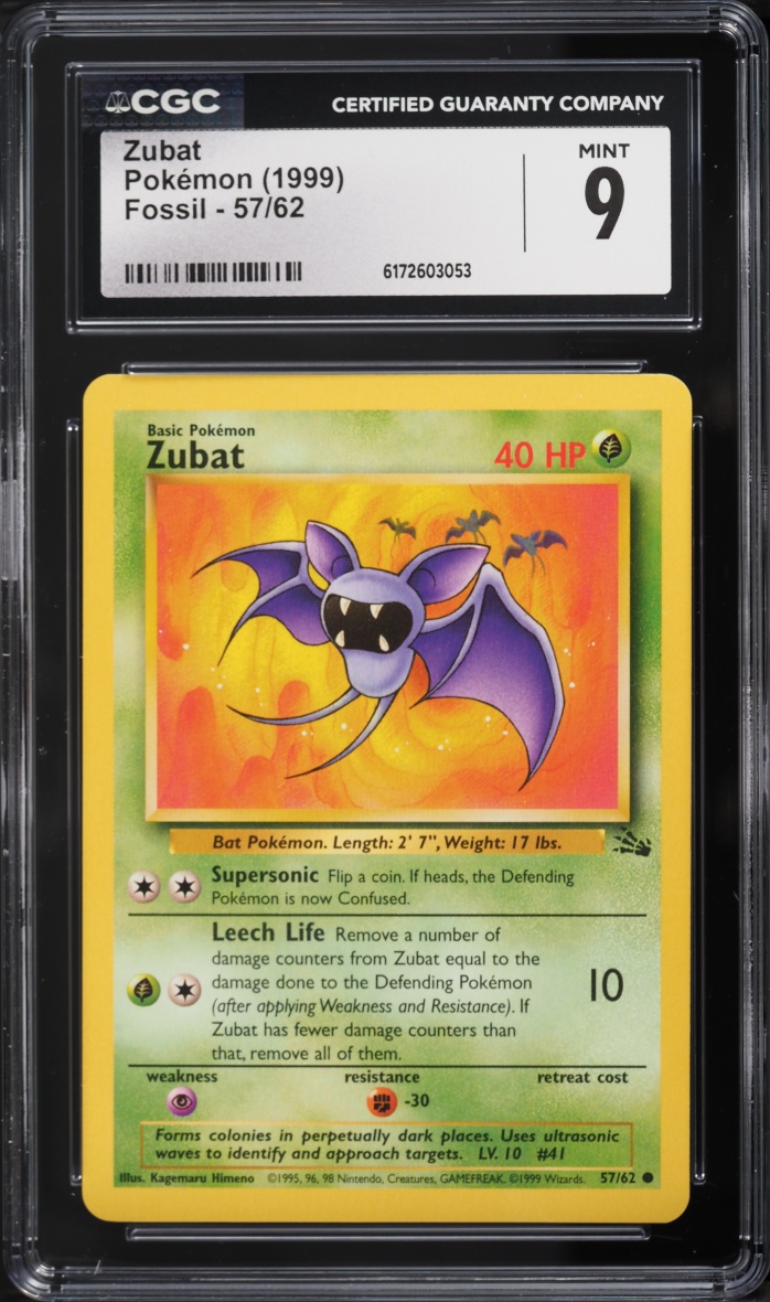 1999 Pokemon Fossil Zubat #57 CGC 9 MINT