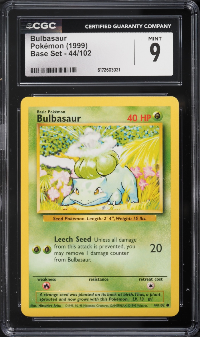 1999 Pokemon Base Set Bulbasaur #44 CGC 9 MINT