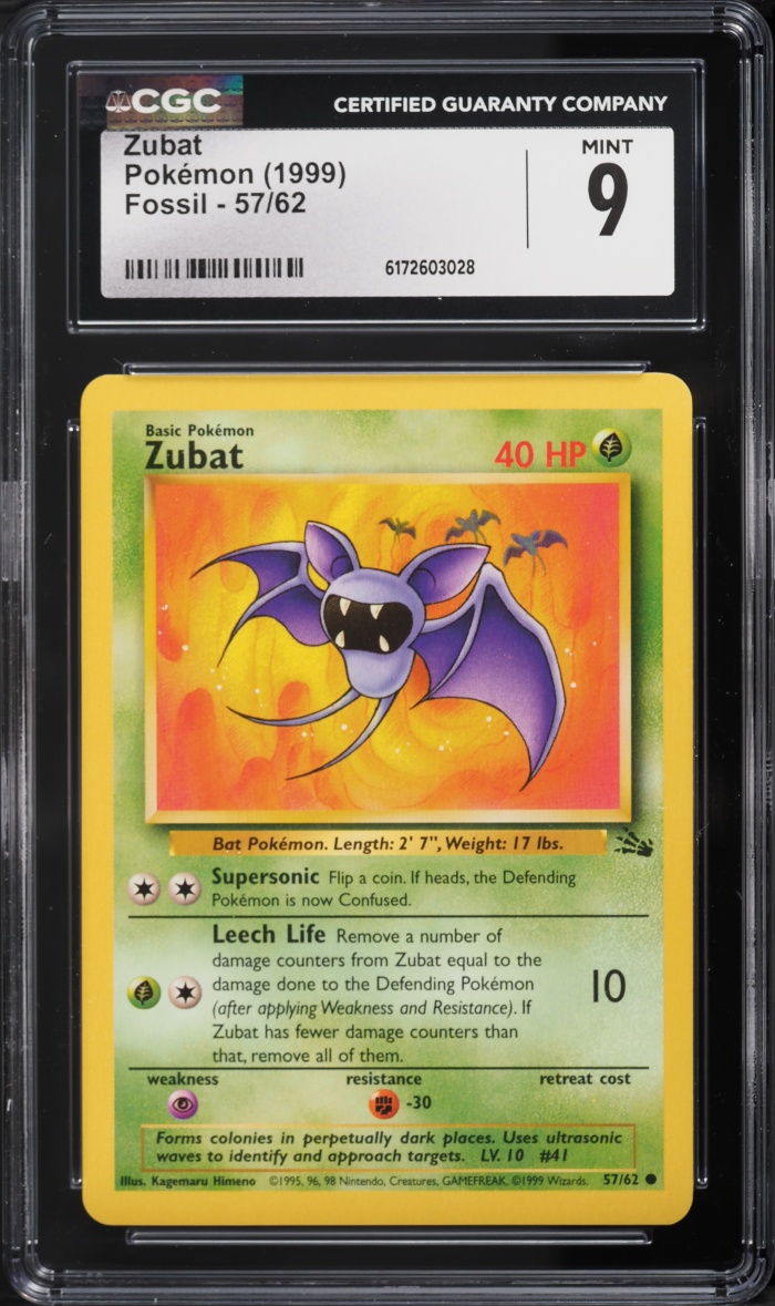 1999 Pokemon Fossil Zubat #57 CGC 9 MINT
