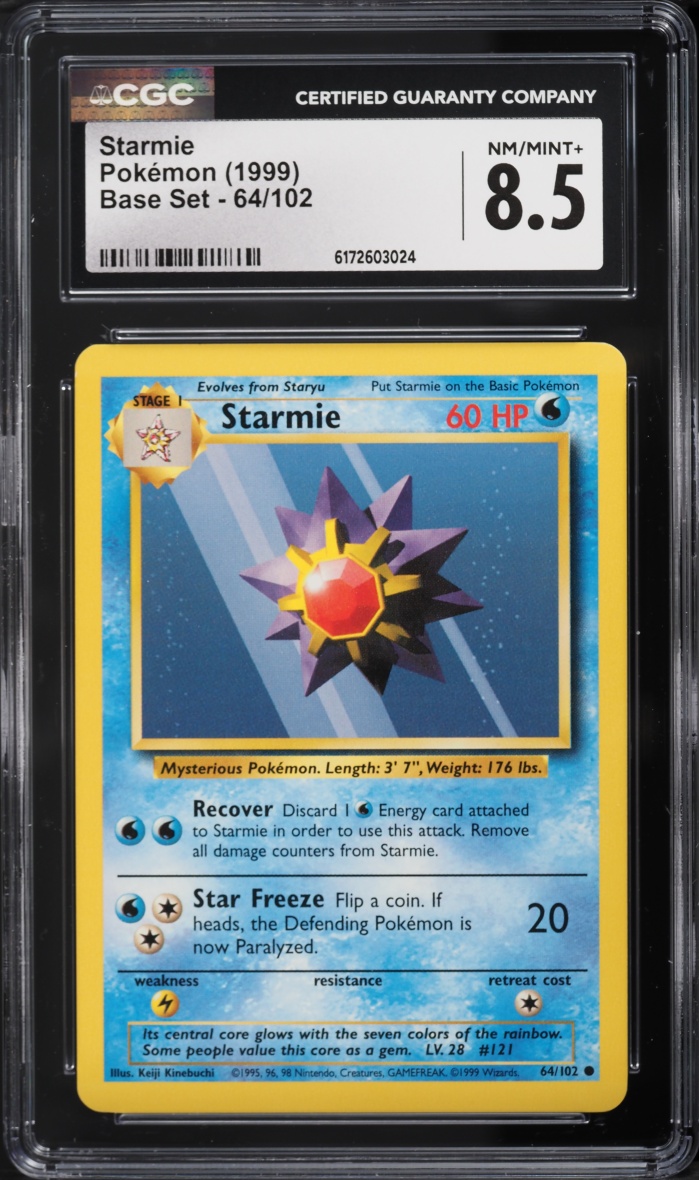 1999 Pokemon Base Set Starmie #64 CGC 8.5 NM-MT+