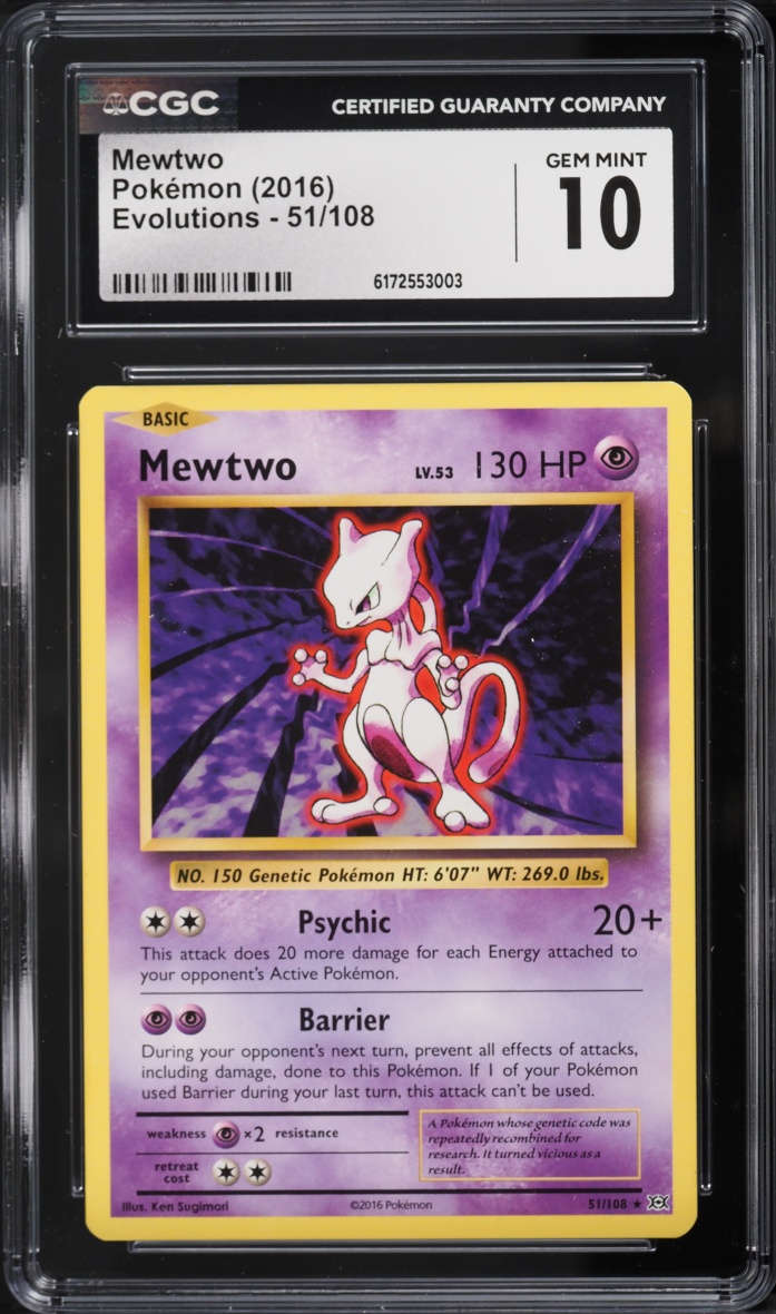 2016 Pokemon XY Evolutions Mewtwo #51 CGC 10 GEM MINT