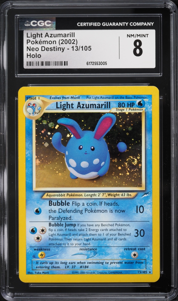 2002 Pokemon Neo Destiny Holo Light Azumarill #13 CGC 8 NM-MT