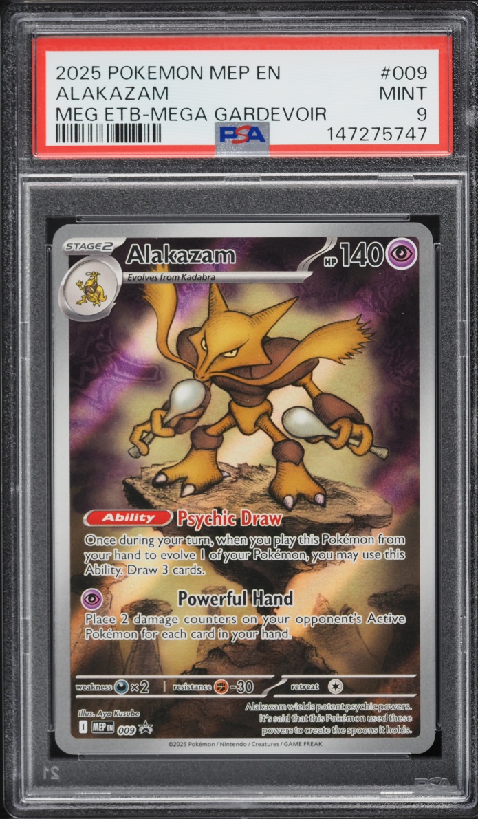 2025 Pokemon Mega Evolution Promo ETB Mega Gardevoir Full Art Alakazam #9 PSA 9 MINT