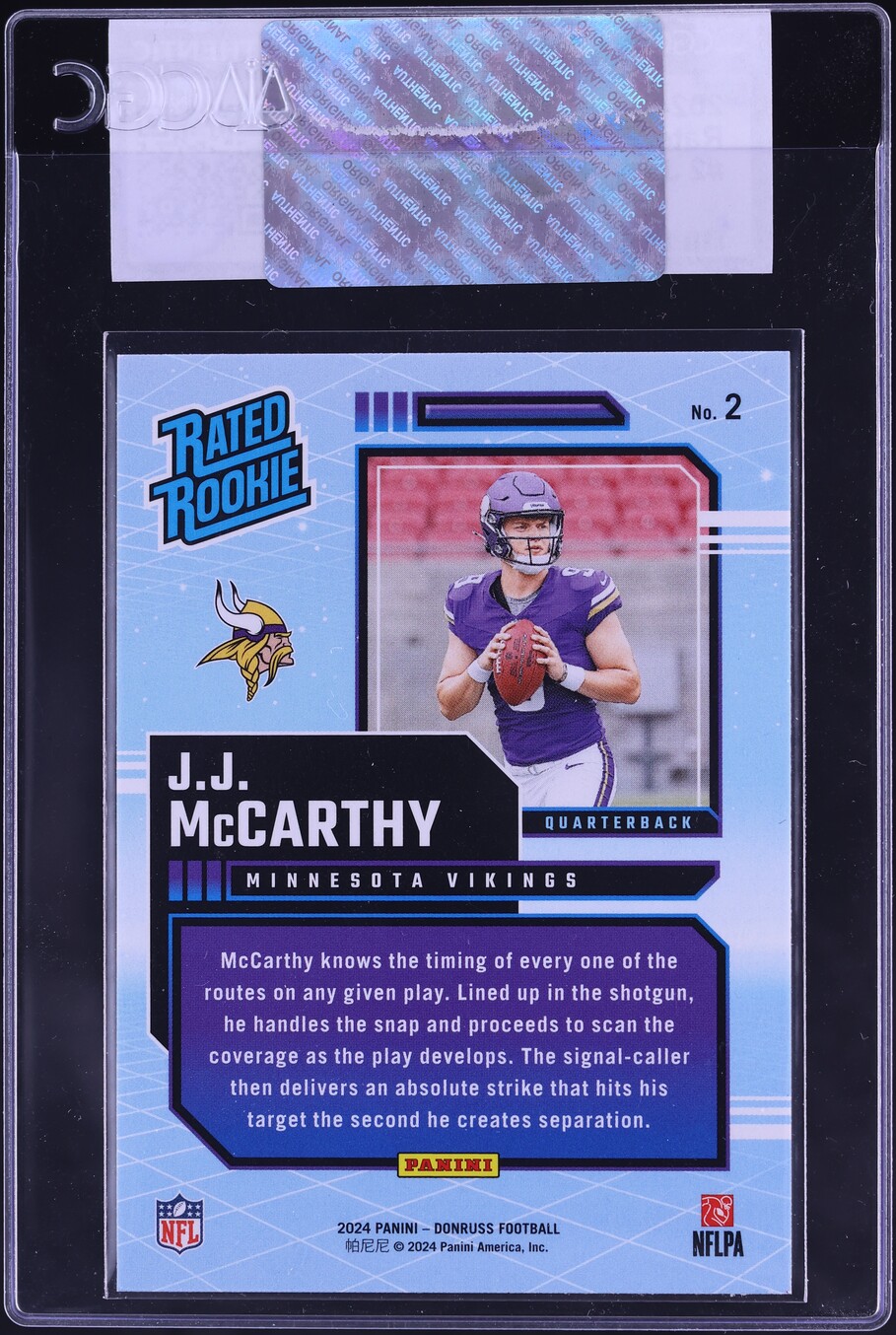 2024 Donruss Retro J.J. McCarthy ROOKIE #2 CGC AUTH