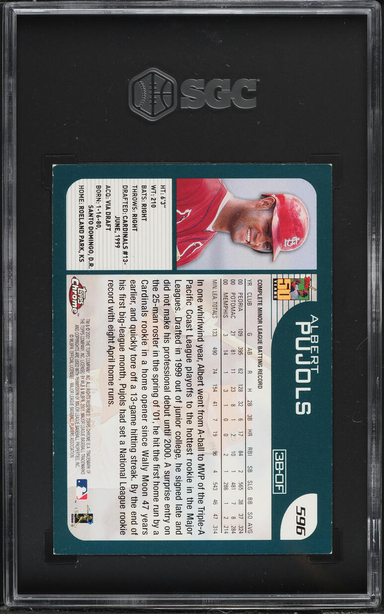2001 Topps Chrome Albert Pujols ROOKIE #596 SGC 7 NRMT