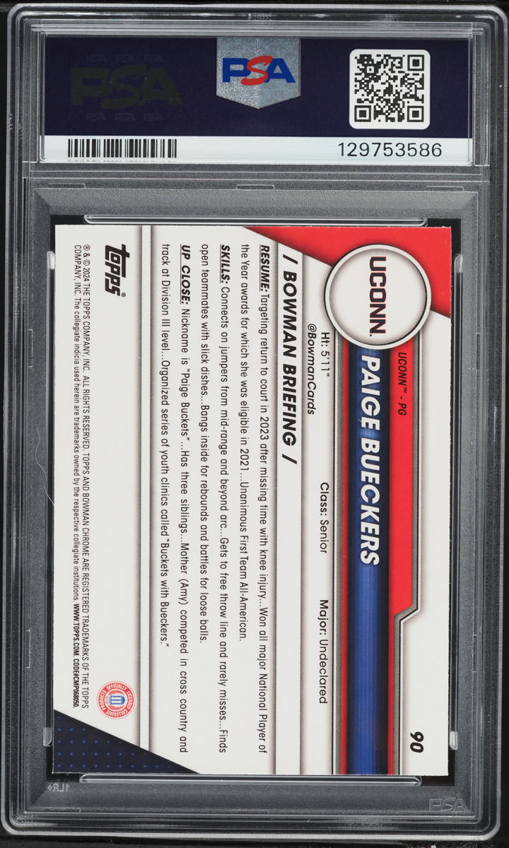 2023 Bowman Chrome University Pink Refractor Paige Bueckers ROOKIE #90 PSA 6 EXMT