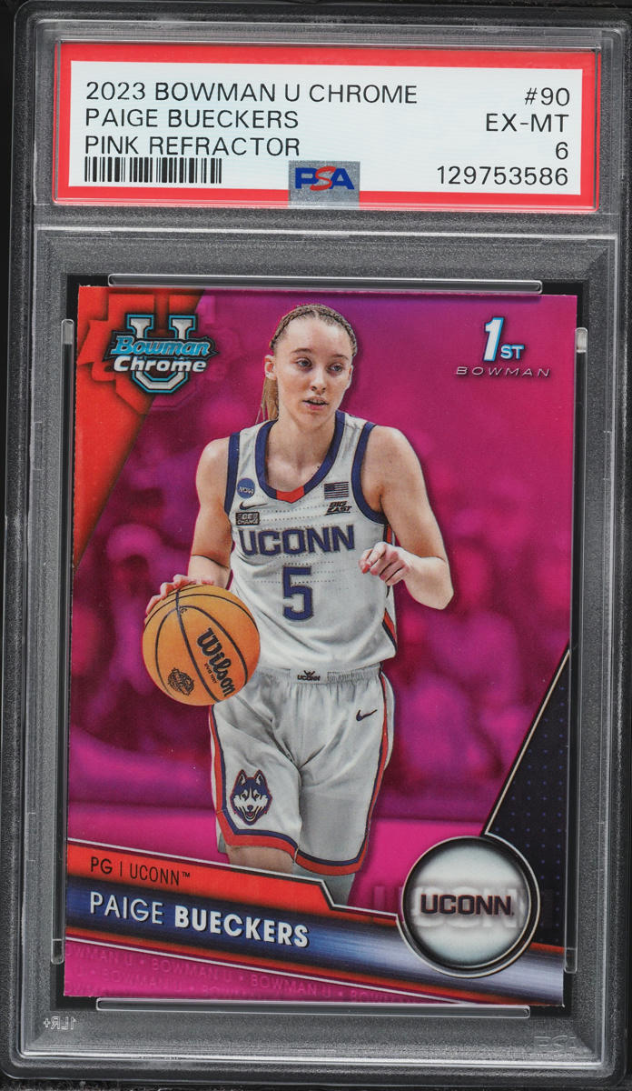2023 Bowman Chrome University Pink Refractor Paige Bueckers ROOKIE #90 PSA 6 EXMT