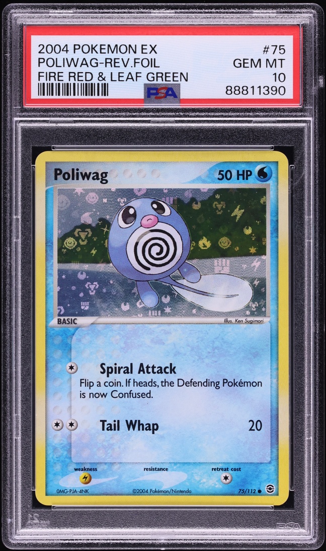 2004 Pokemon EX Fire Red & Leaf Green Reverse Holo Poliwag #75 PSA 10 GEM MINT