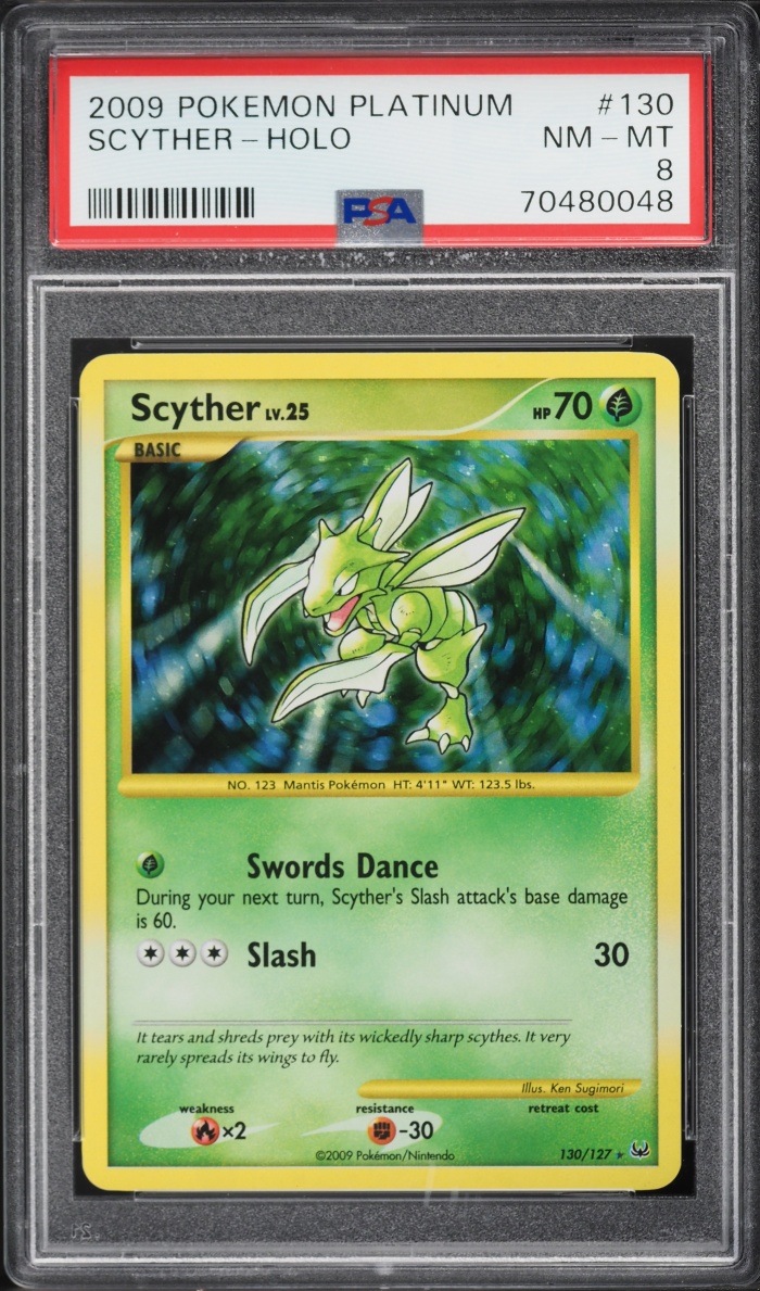2009 Pokemon Platinum Holo Scyther #130 PSA 8 NM-MT