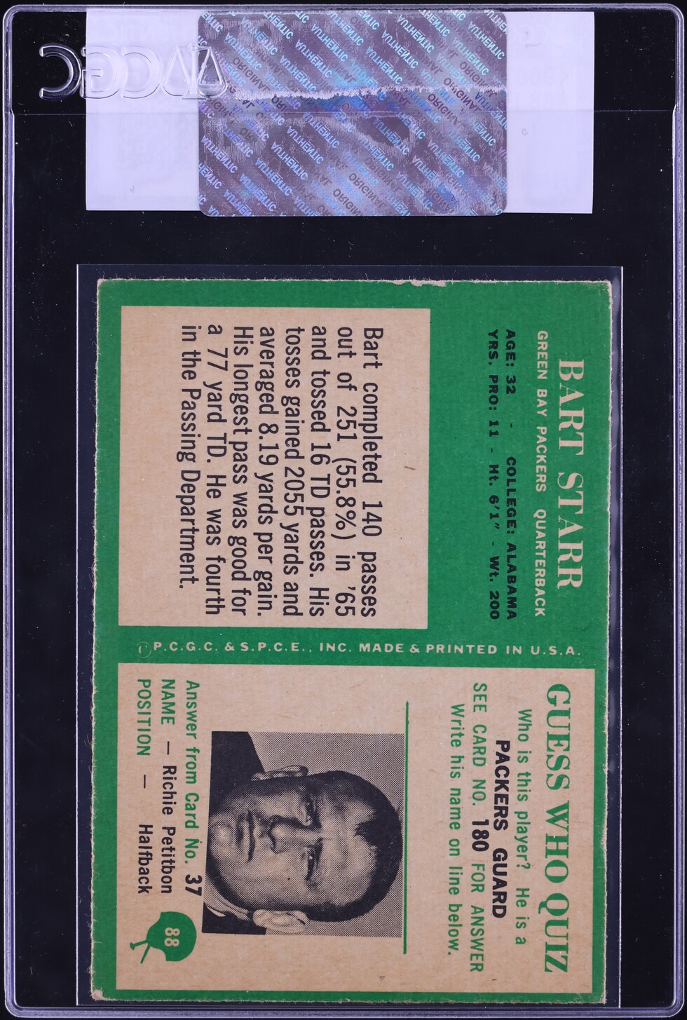 1966 Philadelphia Bart Starr #88 CGC AUTH