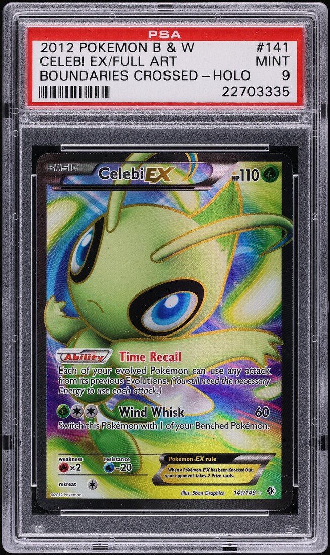 2012 Pokemon Black & White Boundaries Crossed Full Art Celebi EX #141 PSA 9 MINT