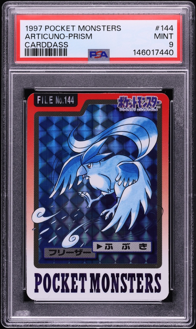 1997 Pokemon Japanese Pocket Monsters Carddass Prism Articuno #144 PSA 9 MINT