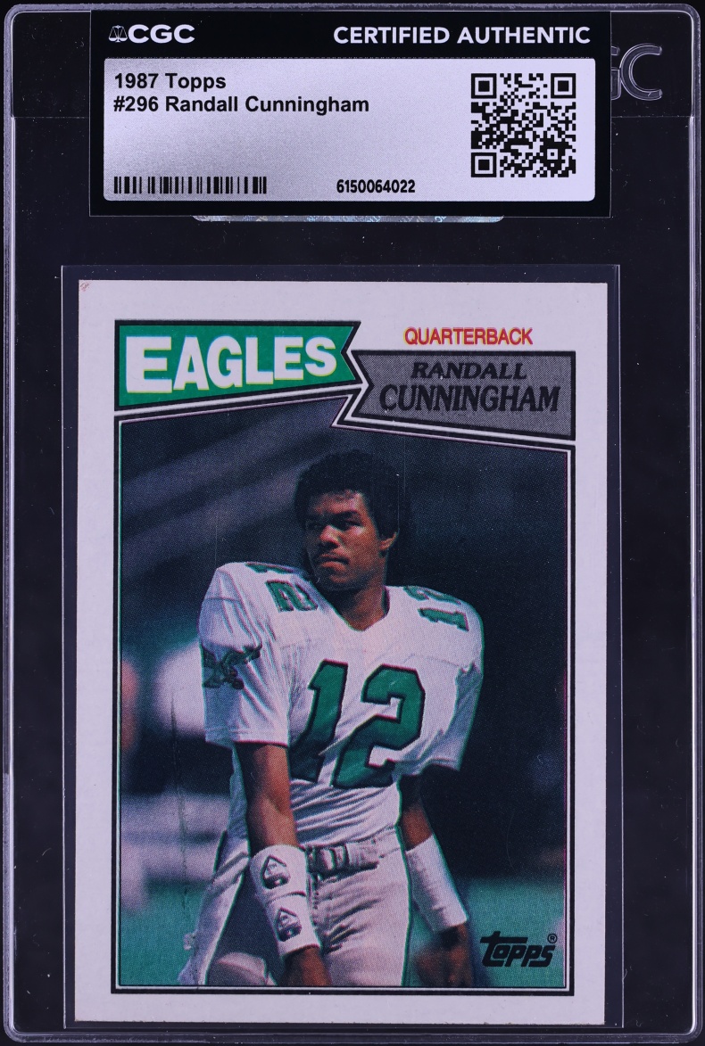 1987 Topps Football Randall Cunningham ROOKIE #296 CGC AUTH
