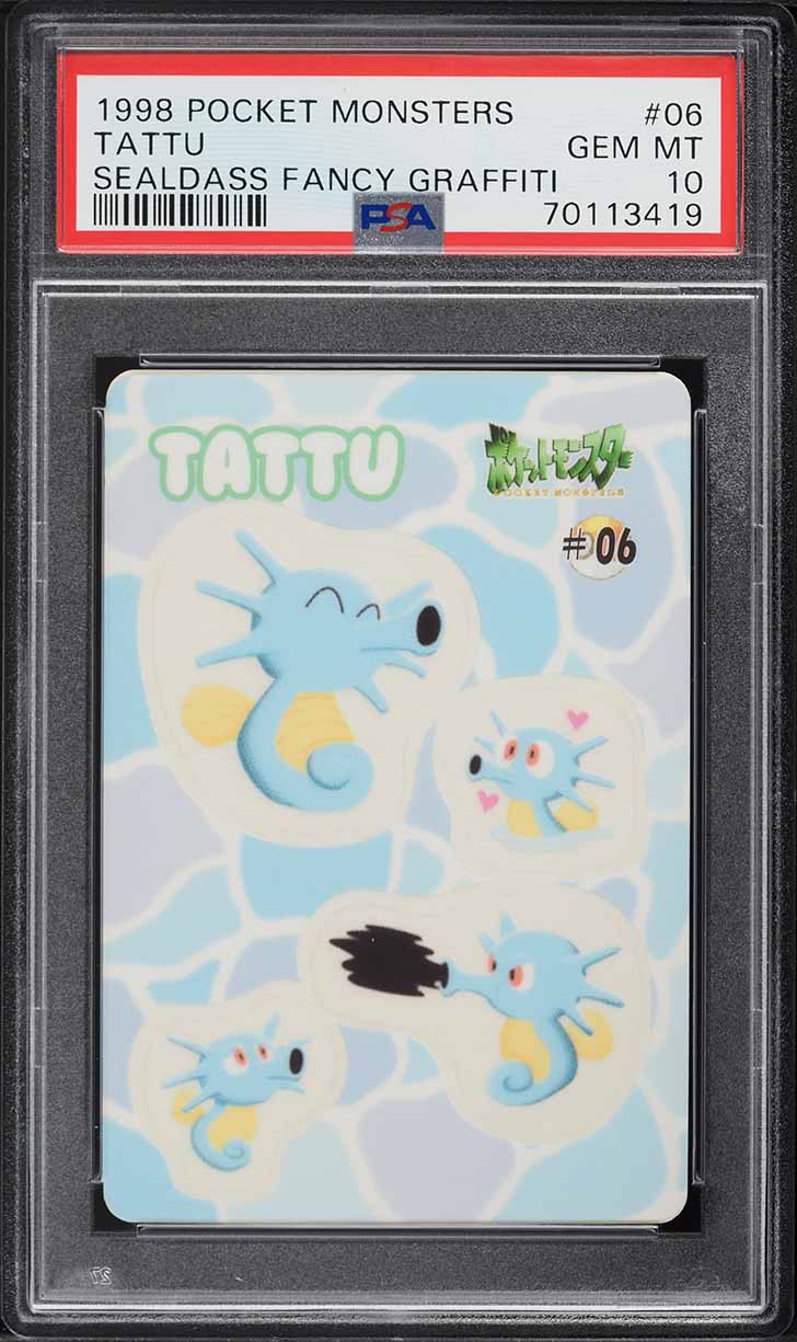 1998 Pokemon Japanese Bandai Sealdass Fancy Graffiti Horsea #6 PSA 10 GEM MINT
