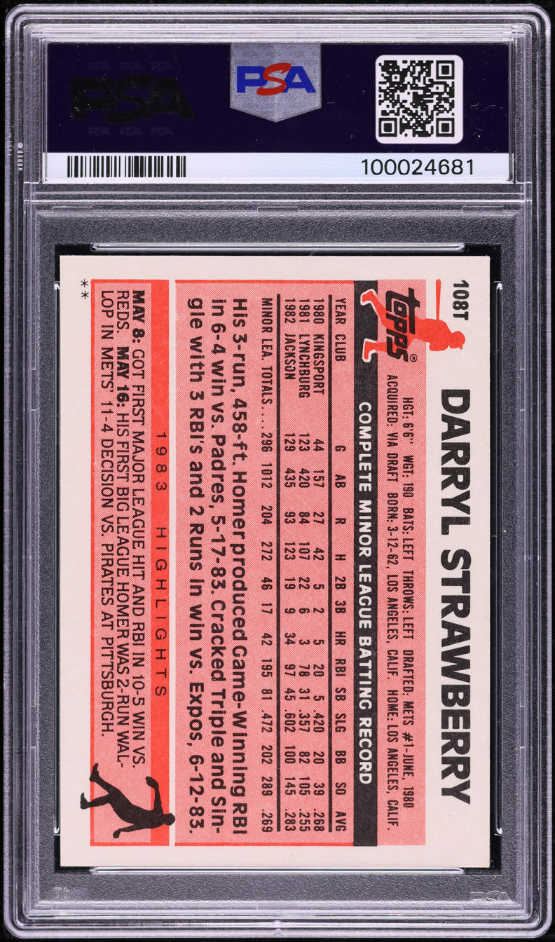 1983 Topps Traded Darryl Strawberry ROOKIE #108T PSA 10 GEM MINT