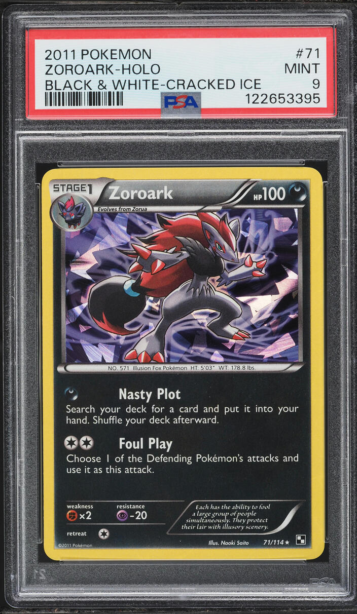 2011 Pokemon Black & White Cracked Ice Holo Zoroark #71 PSA 9 MINT