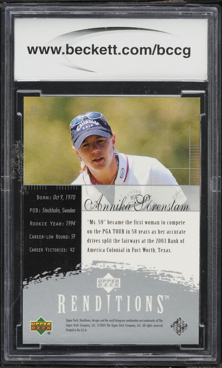 2003 Upper Deck Renditions Annika Sorenstam ROOKIE #50 BCCG 10
