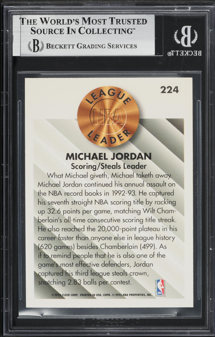 1993 Fleer Basketball Michael Jordan #224 BGS 9 MINT
