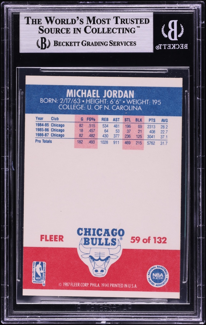 1988 Fleer Basketball Michael Jordan #59 BGS 8.5 NM-MT+