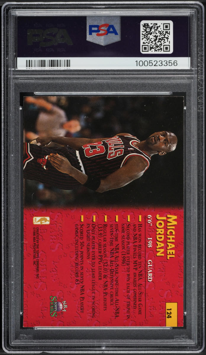 1996 Topps NBA Stars Michael Jordan #124 PSA 7 NRMT