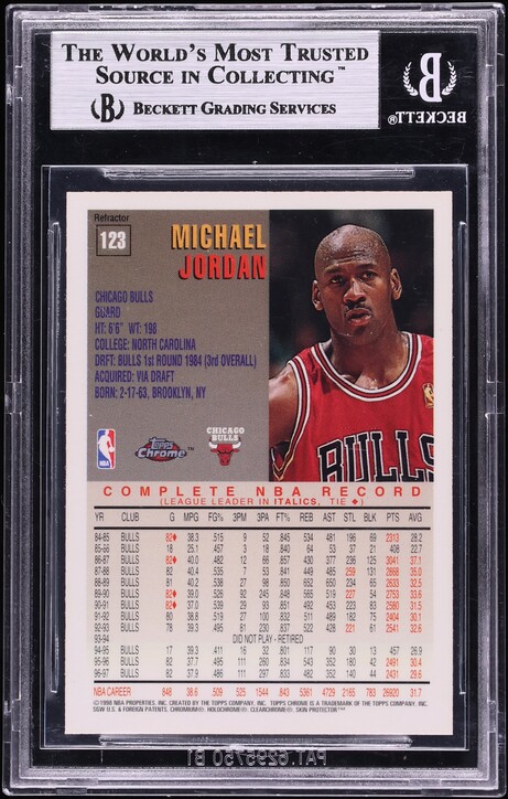 1997 Topps Chrome Refractor Michael Jordan #123 BGS 8.5 NM-MT+