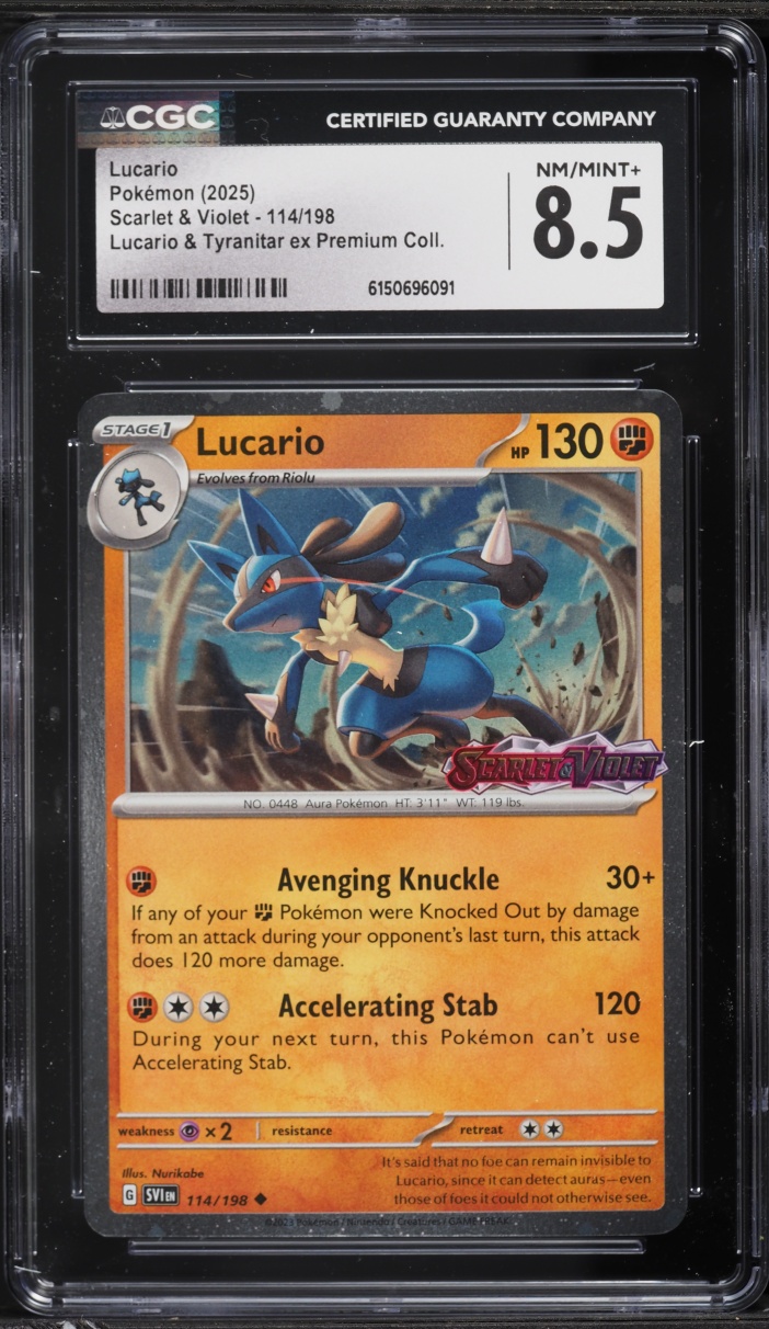 2025 Pokemon Scarlet & Violet Promo Premium Collection Lucario #114 CGC 8.5 NM-MT+