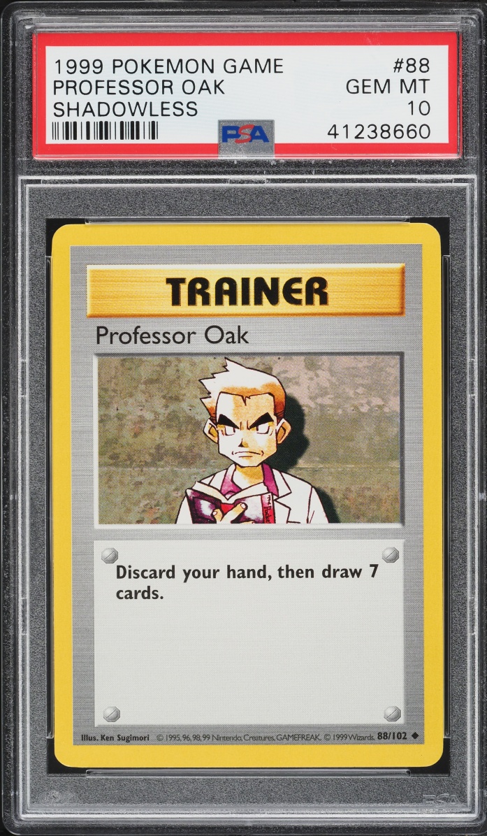 1999 Pokemon Base Set Shadowless Professor Oak #88 PSA 10 GEM MINT