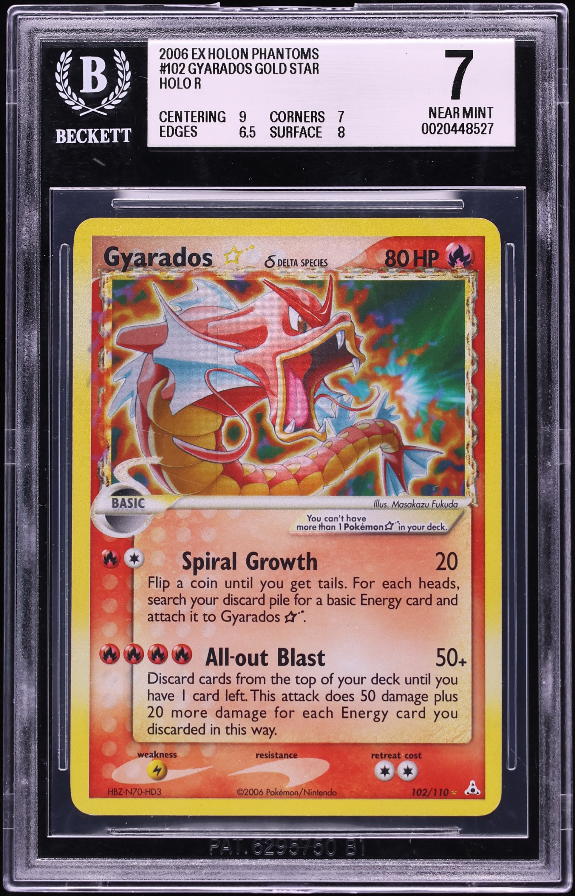 2006 Pokemon EX Holon Phantoms Holo Gyarados Gold Star #102 BGS 7 NRMT