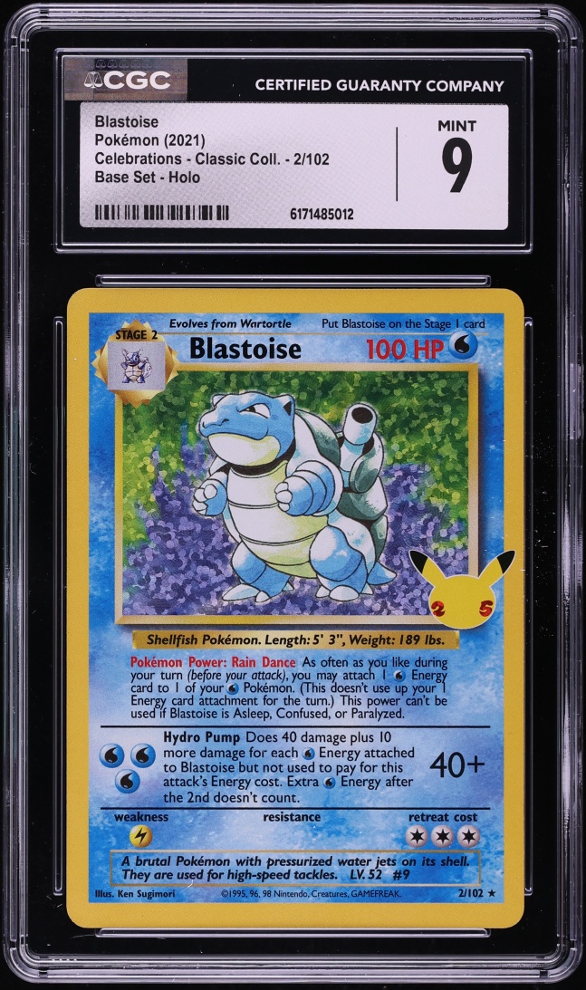 2021 Pokemon Sword & Shield Celebrations Classic Collection Holo Blastoise #2 CGC 9 MINT
