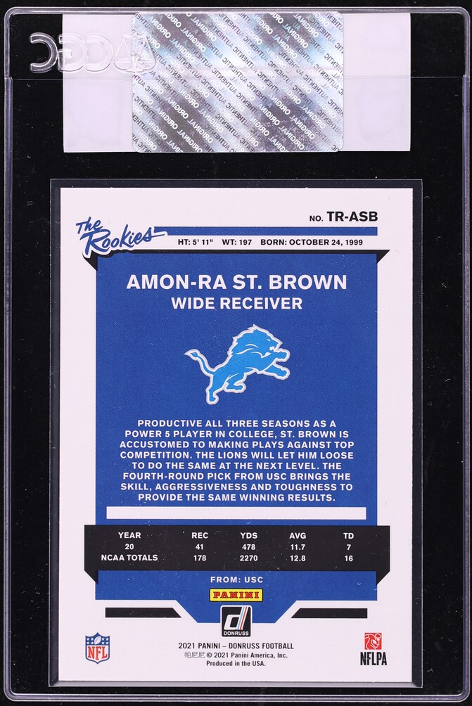 2021 Donruss The Rookies Amon-Ra St. Brown ROOKIE #TR-ASB CGC AUTH