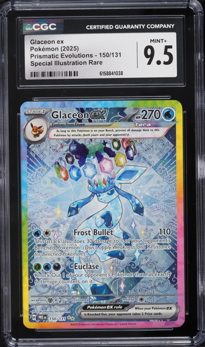 2025 Pokemon Scarlet & Violet Prismatic Evolutions SIR Glaceon EX #150 CGC 9.5 MINT+