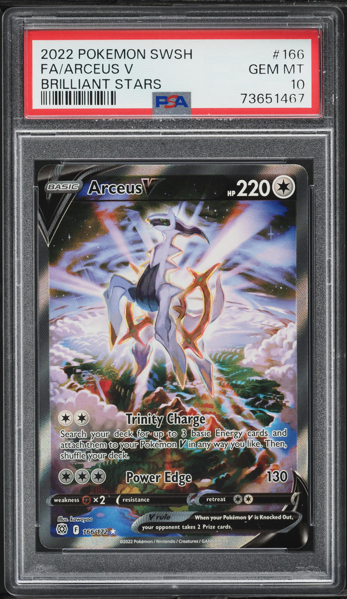 2022 Pokemon SWSH Brilliant Stars Full Art Arceus V #166 PSA 10 GEM MINT