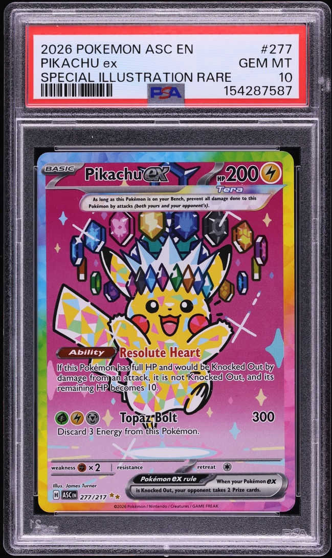 2026 Pokemon Mega Evolution Ascended Heroes SIR Pikachu EX #277 PSA 10 GEM MINT