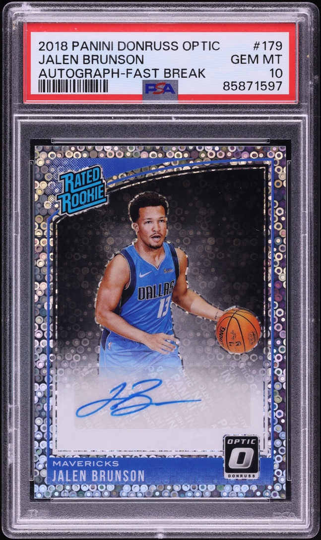 2018 Donruss Optic Fast Break Jalen Brunson ROOKIE AUTO #179 PSA 10 GEM MINT
