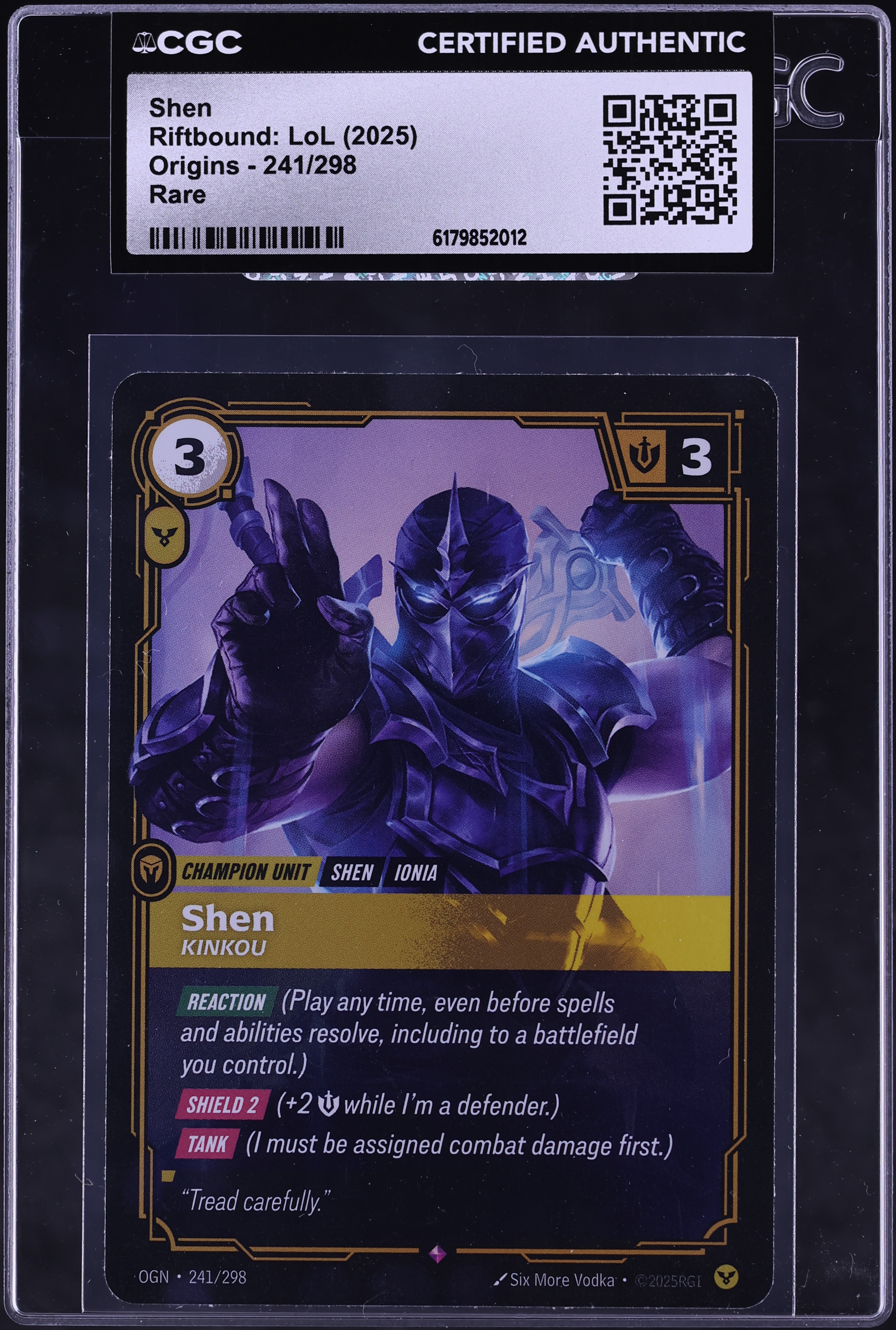 2025 Riftbound League Of Legends LoL Origins Shen #241 CGC AUTH