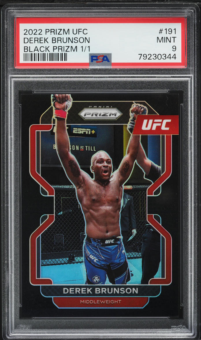 2022 Panini Prizm UFC Black Derek Brunson 1/1 #191 PSA 9 MINT