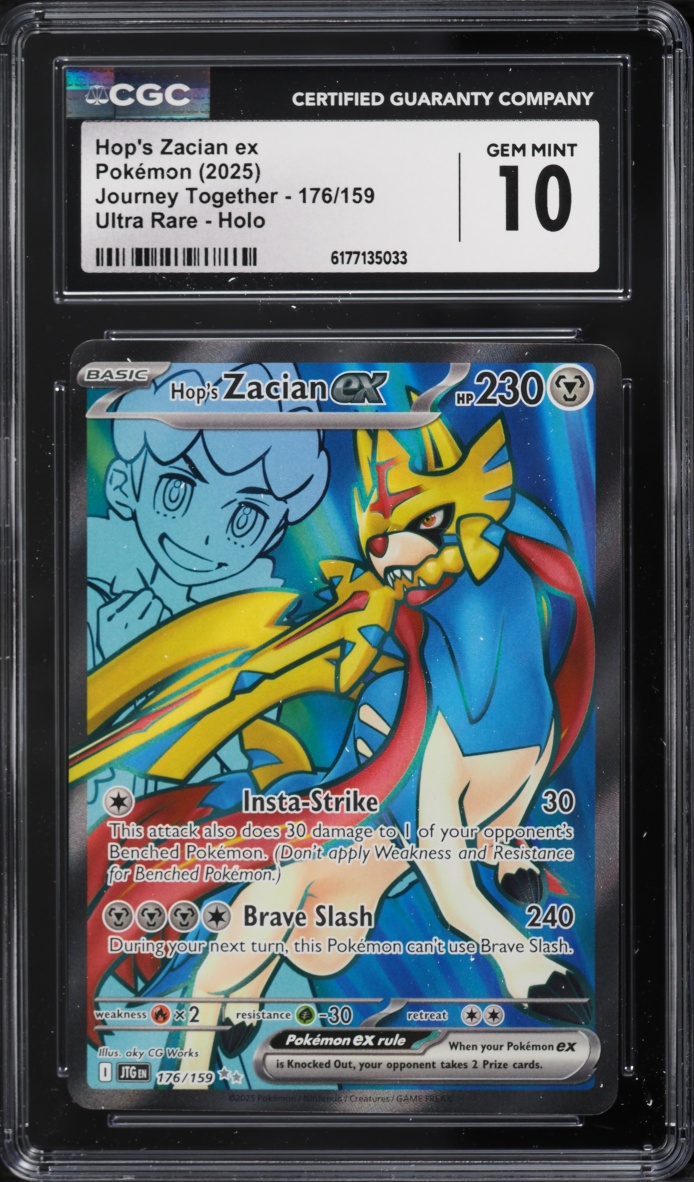 2025 Pokemon Scarlet & Violet Journey Together Full Art Hop's Zacian Ex #176 CGC 10 GEM MINT