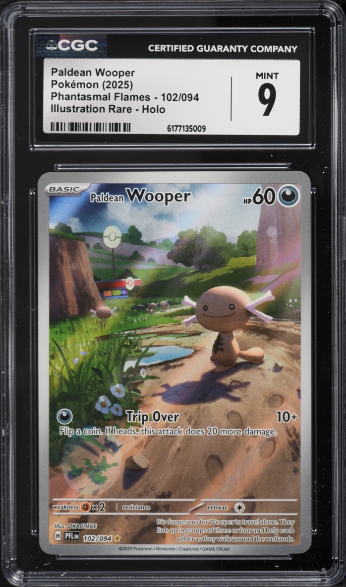 2025 Pokemon Mega Evolution Phantasmal Flames IR Paldean Wooper #102 CGC 9 MINT
