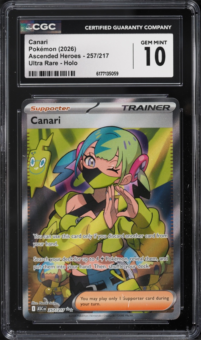 2026 Pokemon Mega Evolution Ascended Heroes Full Art Canari #257 CGC 10 GEM MINT