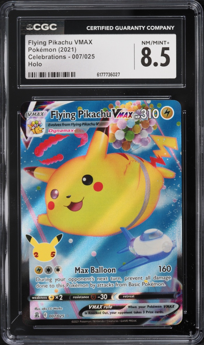 2021 Pokemon Sword & Shield Celebrations Full Art Flying Pikachu VMAX #7 CGC 8.5 NM-MT+