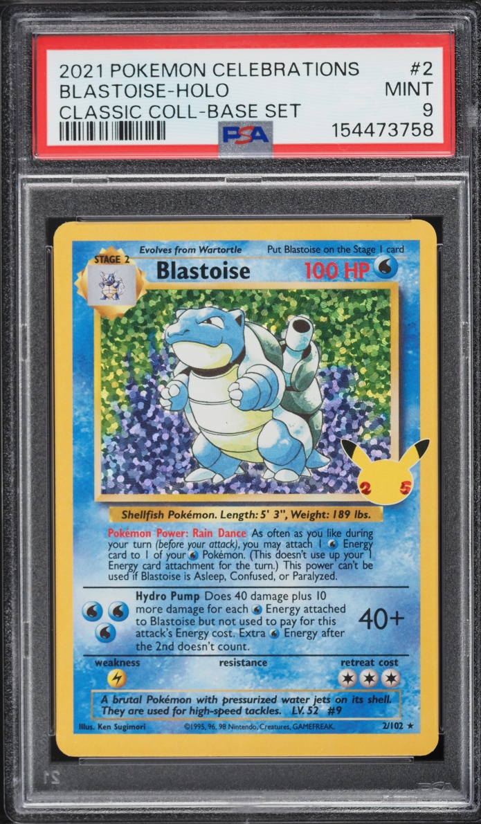 2021 Pokemon Sword & Shield Celebrations Classic Collection Holo Blastoise #2 PSA 9 MINT