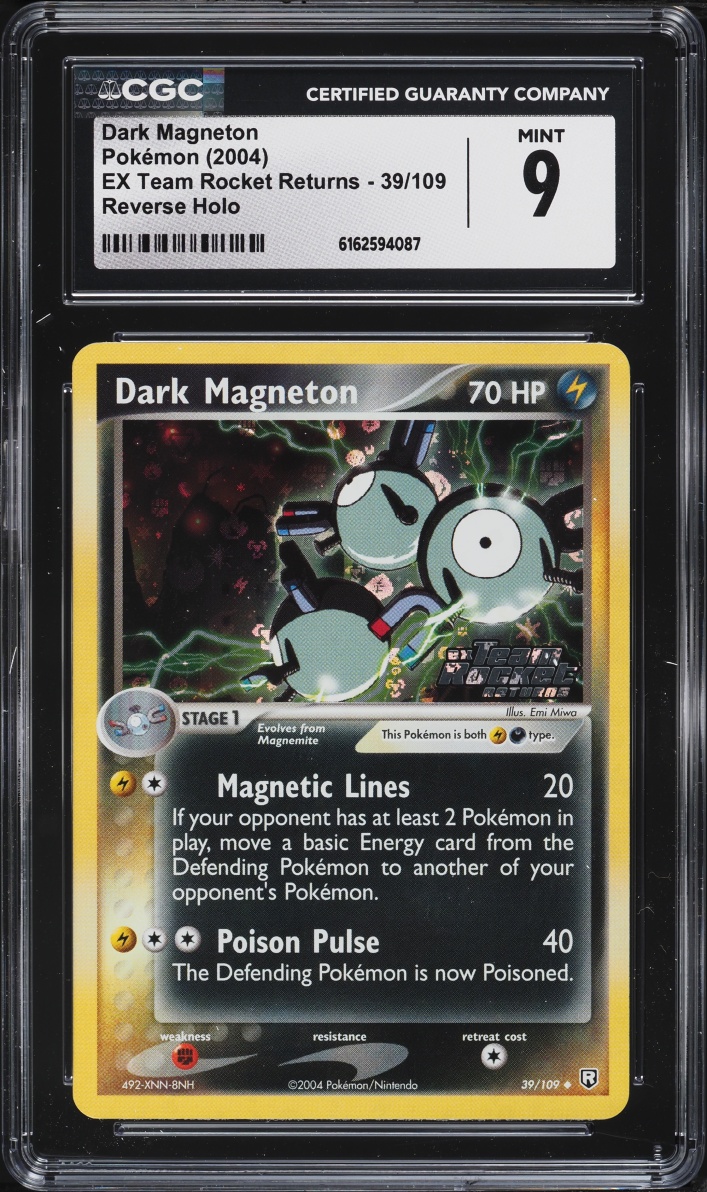 2004 Pokemon EX Team Rocket Returns Reverse Holo Dark Magneton #39 CGC 9 MINT