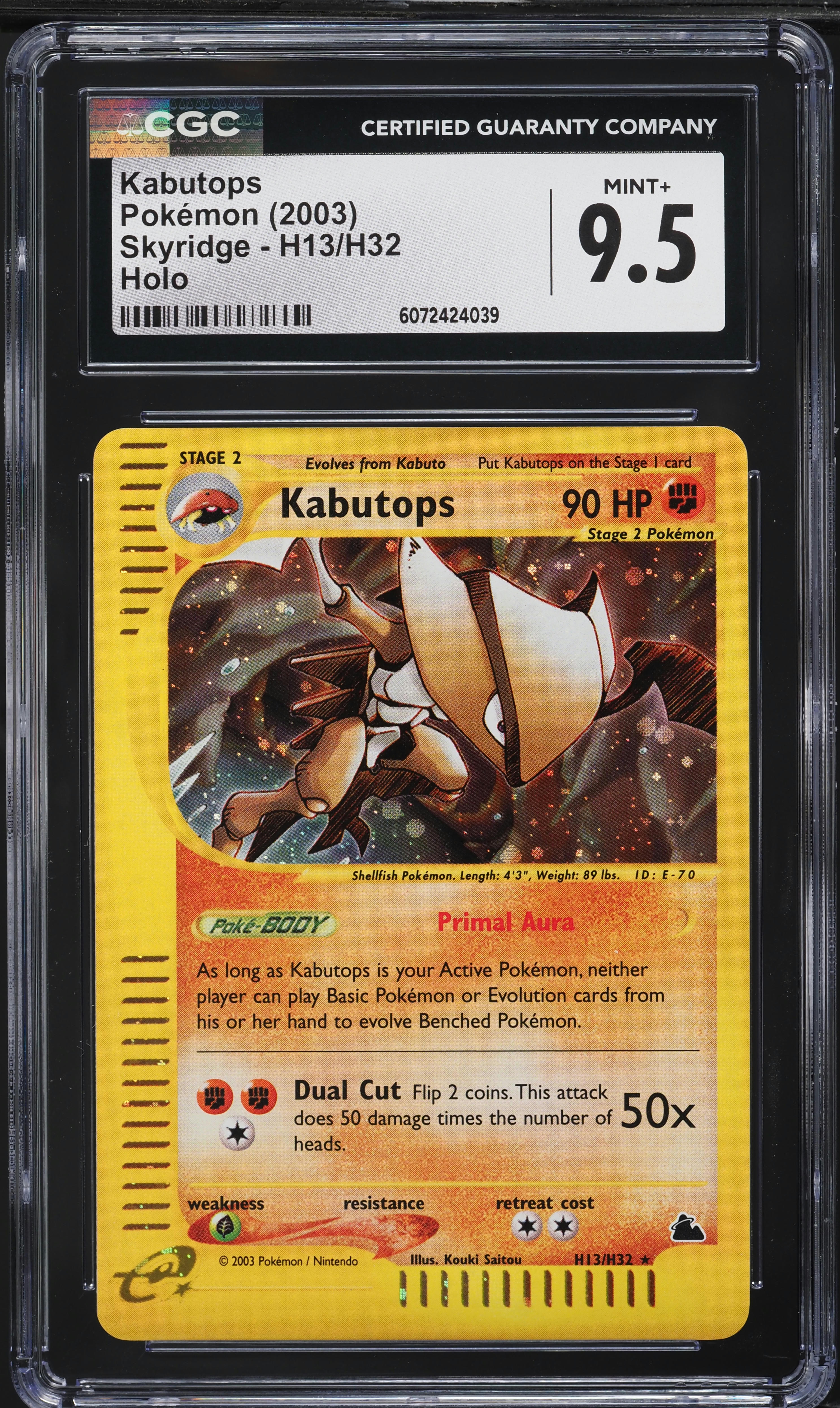2003 Pokemon Skyridge Holo Kabutops #H13 CGC 9.5 MINT+ on