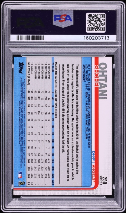 2019 Topps Shohei Ohtani #250 PSA 10 GEM MINT