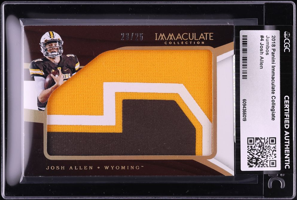 2018 Immaculate Collection Collegiate Jumbo Josh Allen ROOKIE PATCH /25 ...