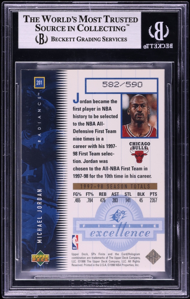 1998 SPx Finite Radiance Michael Jordan /590 #201 BGS 9 MINT