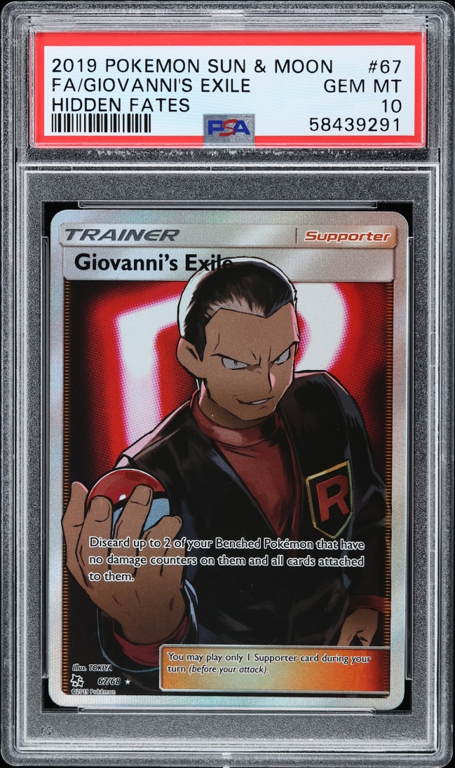 2019 Pokemon Sun & Moon Hidden Fates Full Art Giovanni's Exile #67 PSA 10 GEM MINT