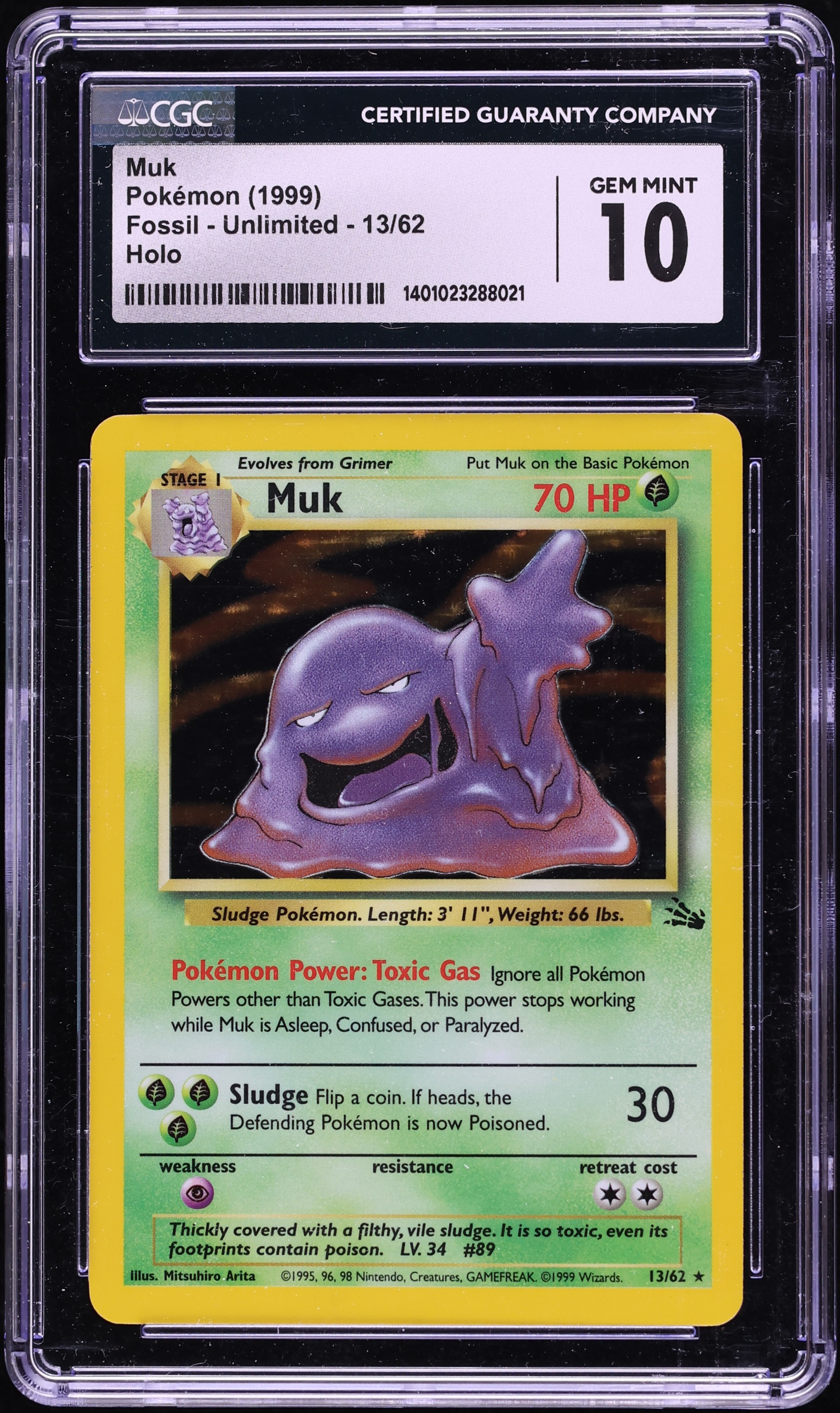 1999 Pokemon Fossil Holo Muk #13 CGC 10 GEM MINT